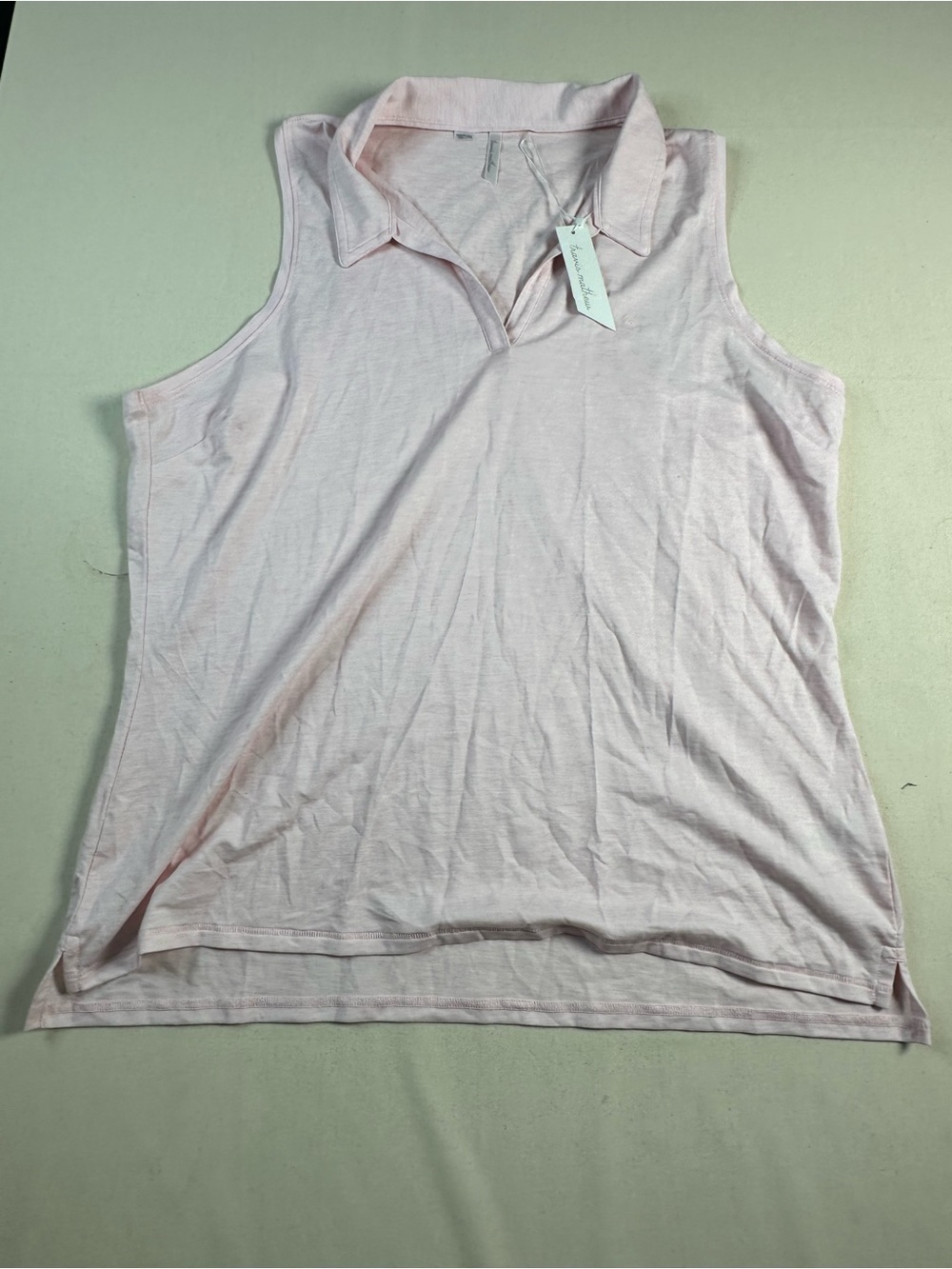 TravisMathew Women's Sleeveless Majorca Golf Polo Heather Light Pink XXL